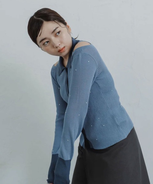 専用　stone  薄手セーター　Lサイズ ニット セーター stone sheer polo knit レディース : ZOZOTOWN Yahoo