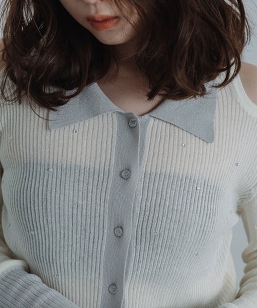 STONE  グレー ニットセーター ポロネック ニット セーター stone sheer polo knit レディース : ZOZOTOWN Yahoo