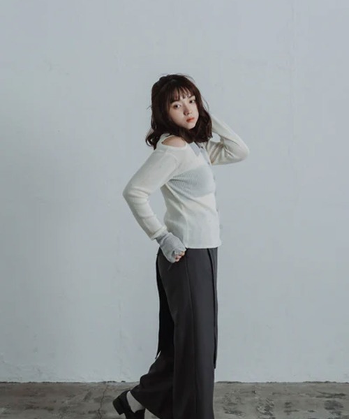 ニット セーター stone sheer polo knit レディース : ZOZOTOWN Yahoo