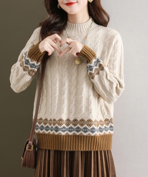 ニット セーター 幾何学柄ニットセーター レディース : ZOZOTOWN Yahoo