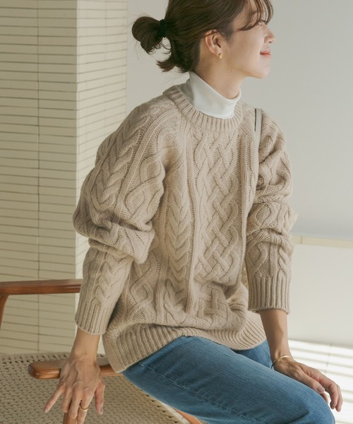 「URBAN RESEARCH DOORS」 長袖ニット MEDIUM ベージュ レディース_画像2
