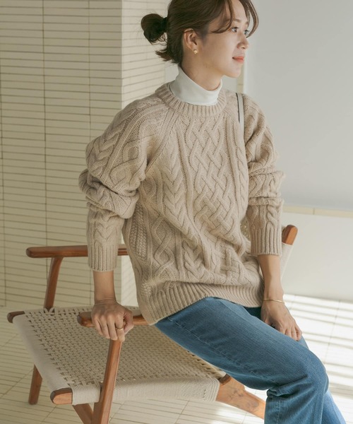 「URBAN RESEARCH DOORS」 長袖ニット MEDIUM ベージュ レディース_画像5