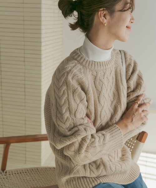 「URBAN RESEARCH DOORS」 長袖ニット MEDIUM ベージュ レディース_画像8