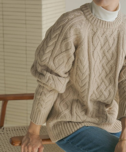 「URBAN RESEARCH DOORS」 長袖ニット MEDIUM ベージュ レディース_画像9