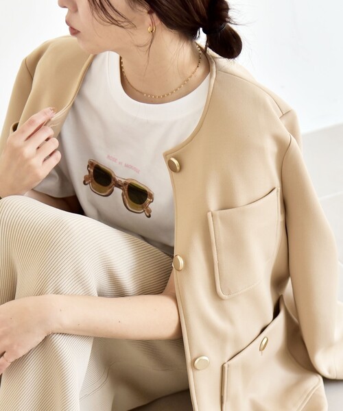 極美品✨24AW シップス quaranciel ノーカラージャケット 金ボタン quaranciel ジャケット ノーカラージャケット quaranciel:「手洗い可能