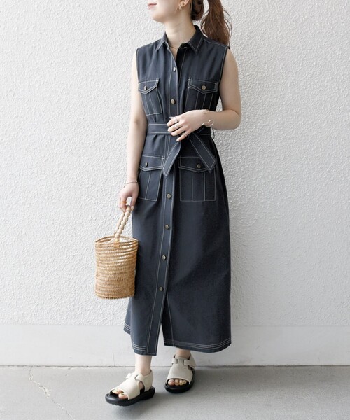 SHIPS any 「SHIPS any」 シャツワンピース ONE SIZE ブラック