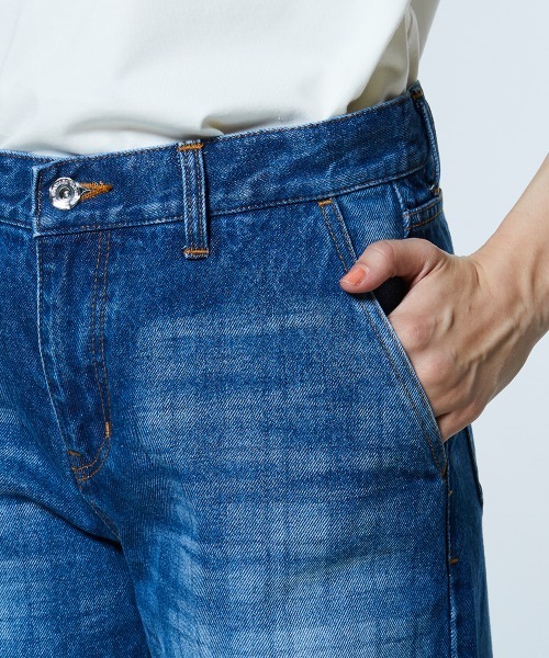 ジーンズ デニム デニムパンツ 12.5oz ユーズドチェック デニムパンツ レディースの画像