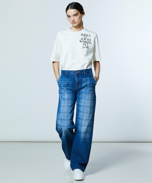ジーンズ デニム デニムパンツ 12.5oz ユーズドチェック デニムパンツ レディースの画像