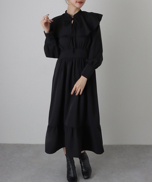 「Lace Ladies」 長袖ワンピース FREE ブラック レディース_画像2