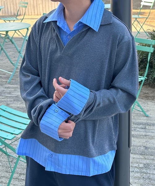 MandO（エムオー） シャツ レイヤードライクプルオーバーシャツ メンズ