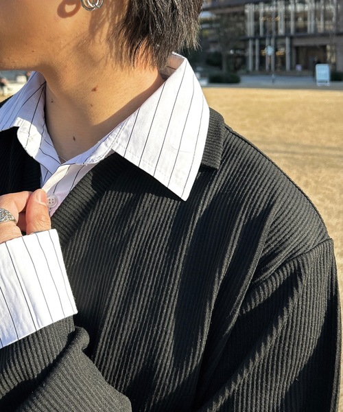 MandO（エムオー） シャツ レイヤードライクプルオーバーシャツ メンズ