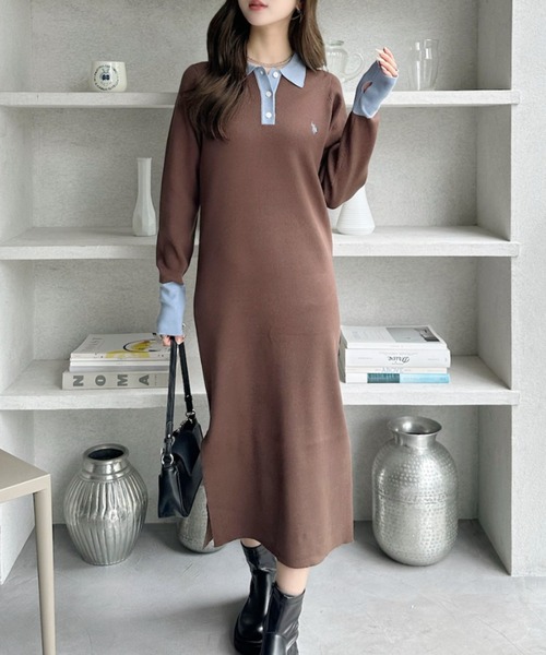 「U.S. POLO ASSN.」 ニットワンピース M ブラック レディース_画像6