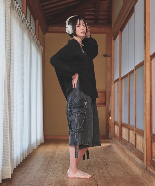狐独 tシャツ 狐刺繍ビックボリュームロンT メンズ レディース