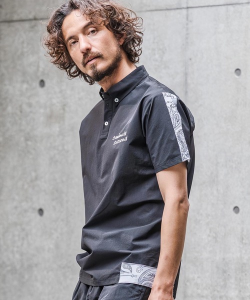 シャツ mhs2559-nylon x knit line polo shirt ポロシャツ(1M26N030) メンズ | 1minute 1second | 09