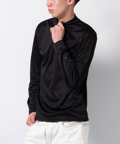 BAYBLO tシャツ (SA) ドライ モックネック ロゴ 長袖 Tシャツ メンズ