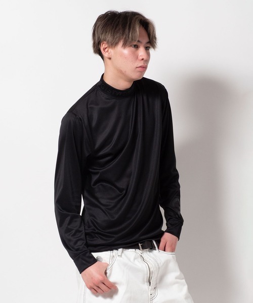 BAYBLO tシャツ (SA) ドライ モックネック ロゴ 長袖 Tシャツ メンズ