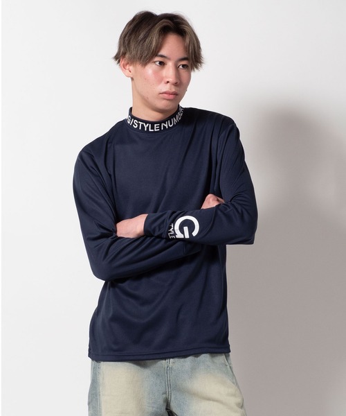 BAYBLO tシャツ (SA) ドライ モックネック ロゴ 長袖 Tシャツ メンズ