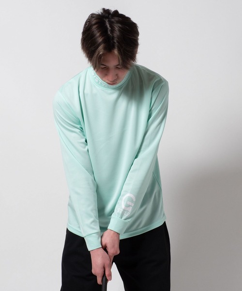 BAYBLO tシャツ (SA) ドライ モックネック ロゴ 長袖 Tシャツ メンズ