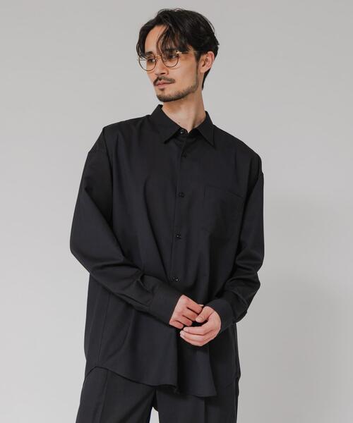 アーバンリサーチ　URBAN RESERCH ピンタックコットンシャツ ブラック ITEMS URBANRESEARCH（アイテムズ アーバンリサーチ） シャツ パネル