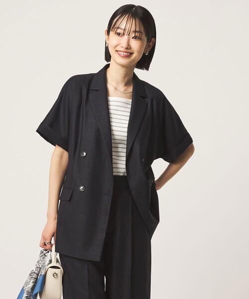 グリーンレーベルリラクシング テーラード リネンライク ダブル ジャケット green label relaxing（グリーンレーベルリラクシング）の「リネン