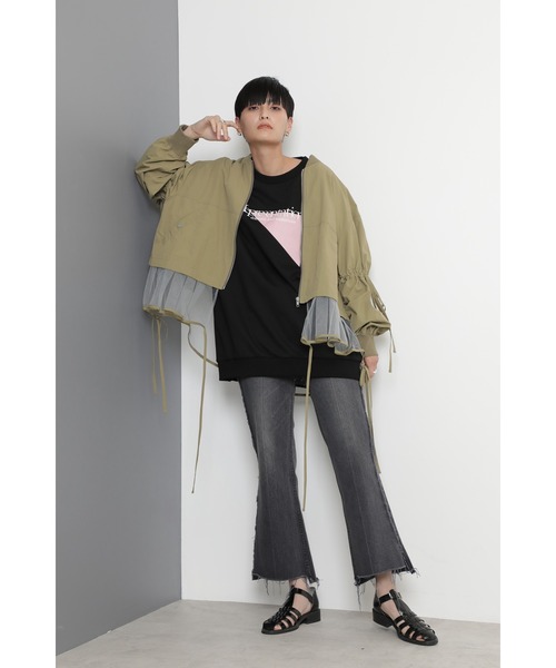 「OKIRAKU」 「ROSE BUD」ブルゾン ONE SIZE カーキ レディース_画像2
