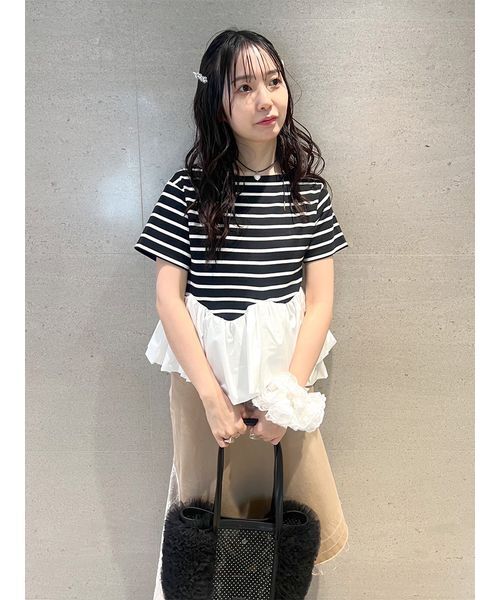 tシャツ 半袖 ペプラムボーダーTシャツ レディース | FURFUR | 13