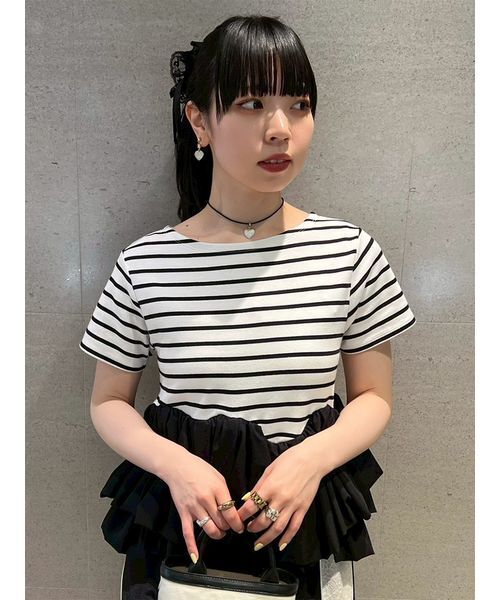 tシャツ 半袖 ペプラムボーダーTシャツ レディース | FURFUR | 14