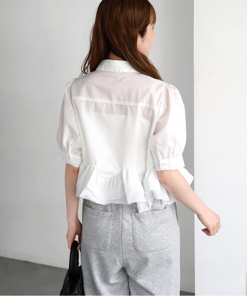 tiptop（ティップトップ） ブラウス シャツ 半袖 裾フリル半袖ブラウス