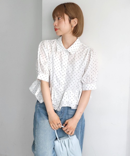 tiptop（ティップトップ） ブラウス シャツ 半袖 裾フリル半袖ブラウス