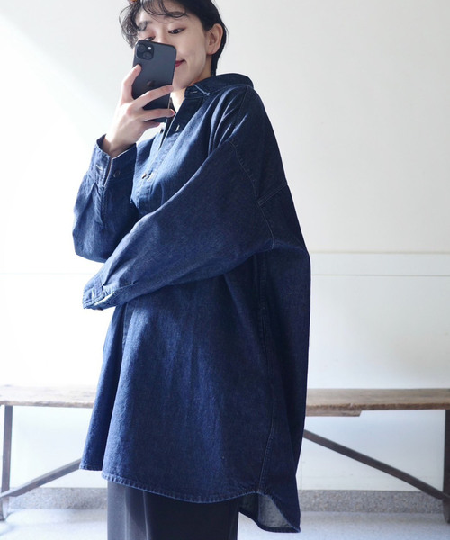 「JOURNAL STANDARD LUXE」 長袖シャツ - ネイビー レディース_画像2