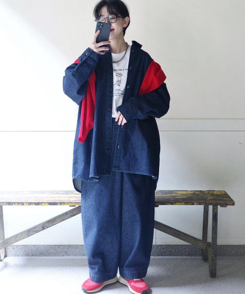 「JOURNAL STANDARD LUXE」 長袖シャツ - ネイビー レディース_画像3