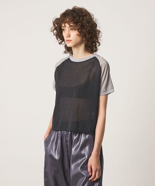 6 tシャツ 半袖 「6(ROKU)」コットンナイロン ショルダー ステッチ T
