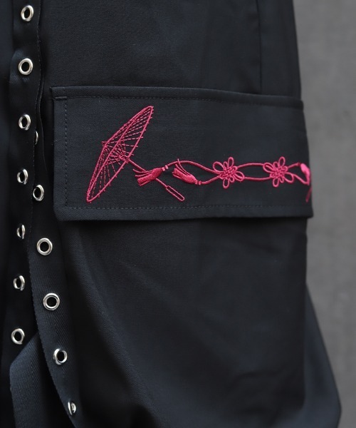 REZEN（リゼン） ワイドパンツ カーゴパンツ 和傘刺繍カーゴパンツ