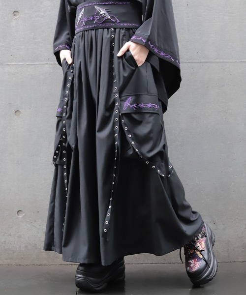 REZEN（リゼン） ワイドパンツ カーゴパンツ 和傘刺繍カーゴパンツ