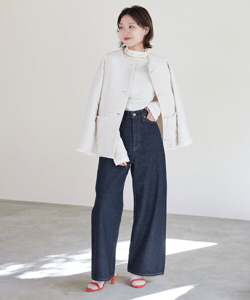 「SLOBE IENA」 デニムパンツ 36 ネイビー レディース_画像4