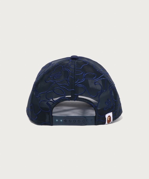A BATHING APE ラインストーン メッシュキャップ ネイビー A BATHING APE（アベイシングエイプ） キャップ 帽子 メンズ APE HEAD