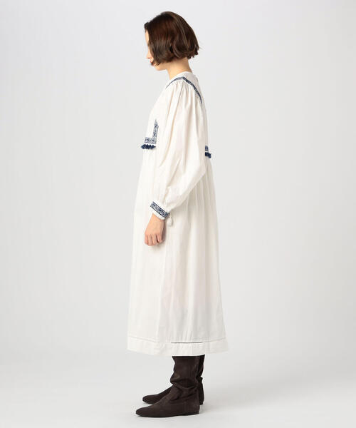 「SOULEIADO」 長袖ワンピース 36 ネイビー レディース_画像3