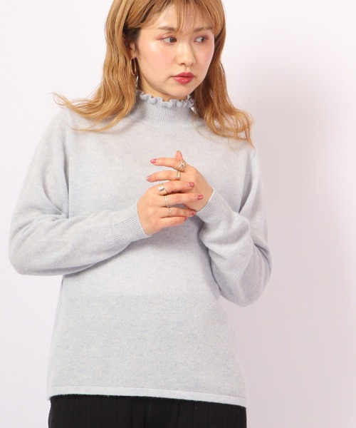ニット セーター BRODIAEA 洗えるカシミヤシリーズ ハイネックフリル レディース ニット セーター BRODIAEA 洗えるカシミヤシリーズ ハイネック