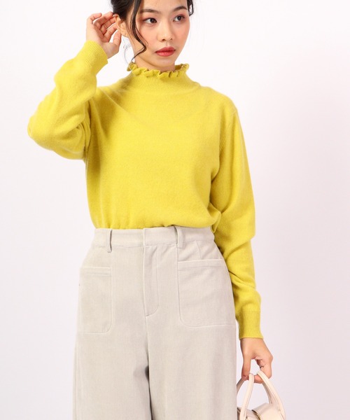 ニット セーター BRODIAEA 洗えるカシミヤシリーズ ハイネックフリル