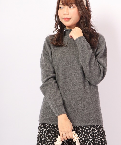 ニット セーター BRODIAEA 洗えるカシミヤシリーズ ハイネックフリル レディース ニット セーター BRODIAEA 洗えるカシミヤシリーズ ハイネック