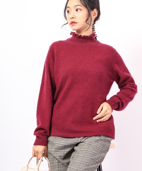 ニット セーター BRODIAEA 洗えるカシミヤシリーズ ハイネックフリル レディース ニット セーター BRODIAEA 洗えるカシミヤシリーズ ハイネック