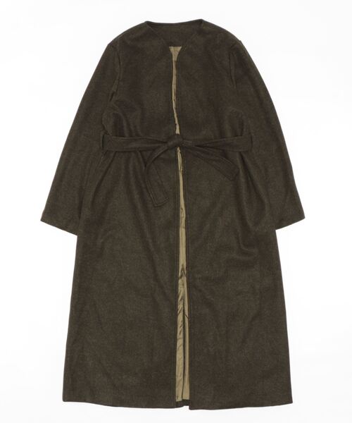 ノーカラーコート コート 袖ファスナーノーカラーロングコート