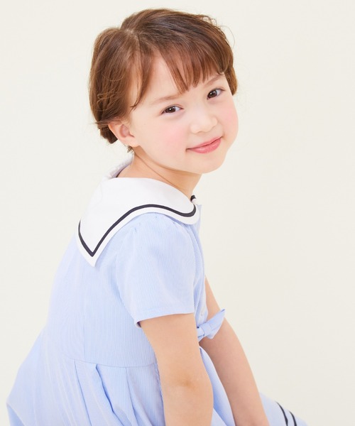 ワンピース 半袖セーラー襟ワンピース キッズ 子供服 女の子