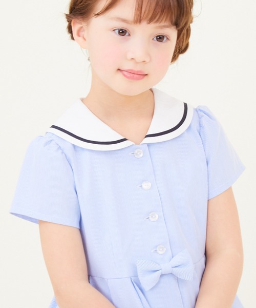 ワンピース 半袖セーラー襟ワンピース キッズ 子供服 女の子
