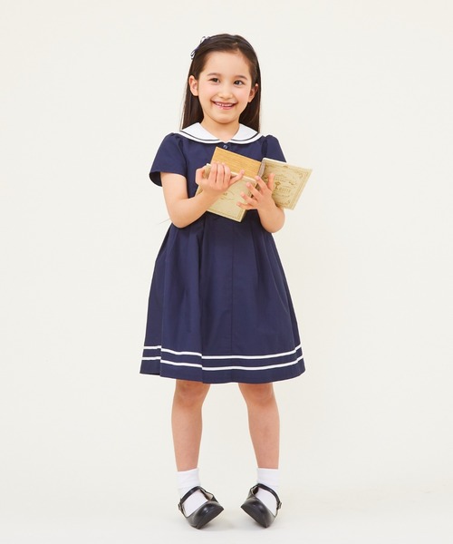 ワンピース 半袖セーラー襟ワンピース キッズ 子供服 女の子