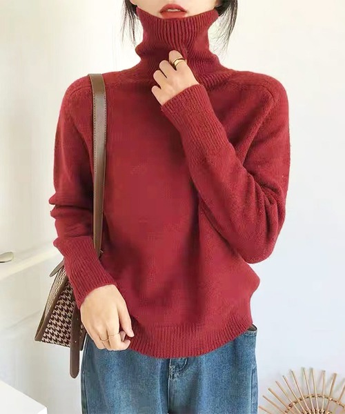 DEMYLEE ニット　タートル　レッド赤 美品 DEMYLEE ハイネック ニット 赤 - メルカリ