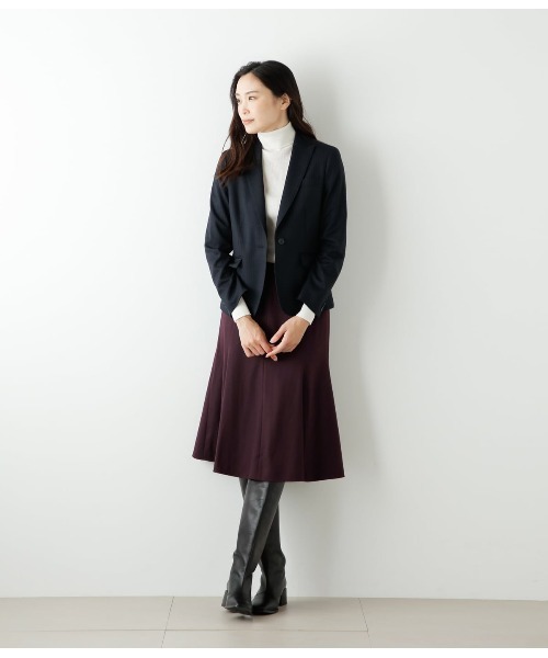 NEWYORKER  スカートスーツ　13AR ブラック NEWYORKER スカート ストレッチフラノ フレアスカート