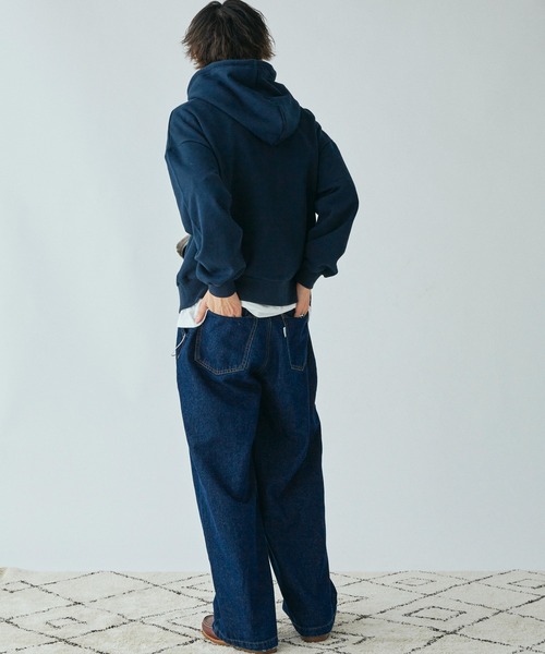 Adoon plain パーカー ヘンリーネックバイカラーフーディー メンズ