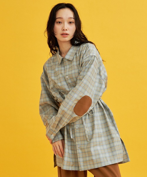 ブラウス シャツ 「eLur」2wayチェックシャツ（セットアップ可) レディース メンズ