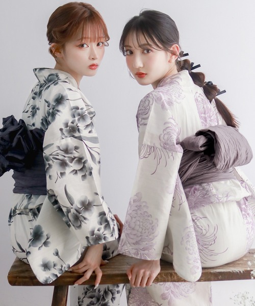 KYOETSU 浴衣 レディース2点セット(浴衣 + 帯） レディース浴衣 2点セット レトロH (rg) | きものKYOETSU【公式】